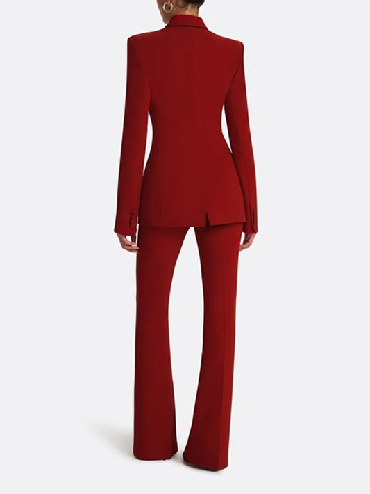 Red Double-Breasted Blazer And Trousers 2-Piece Suit
