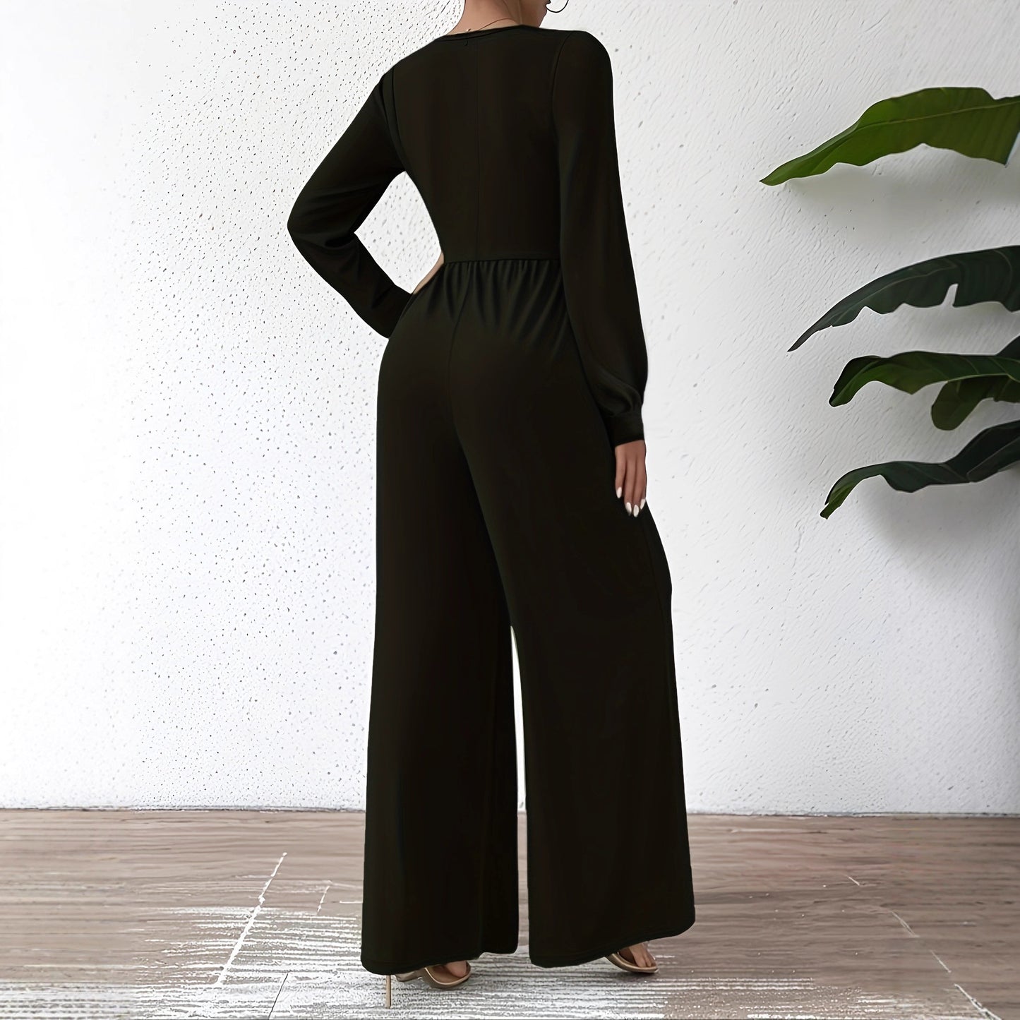 Women's Elegant V Neck Cross Tie Waist Jumpsuit