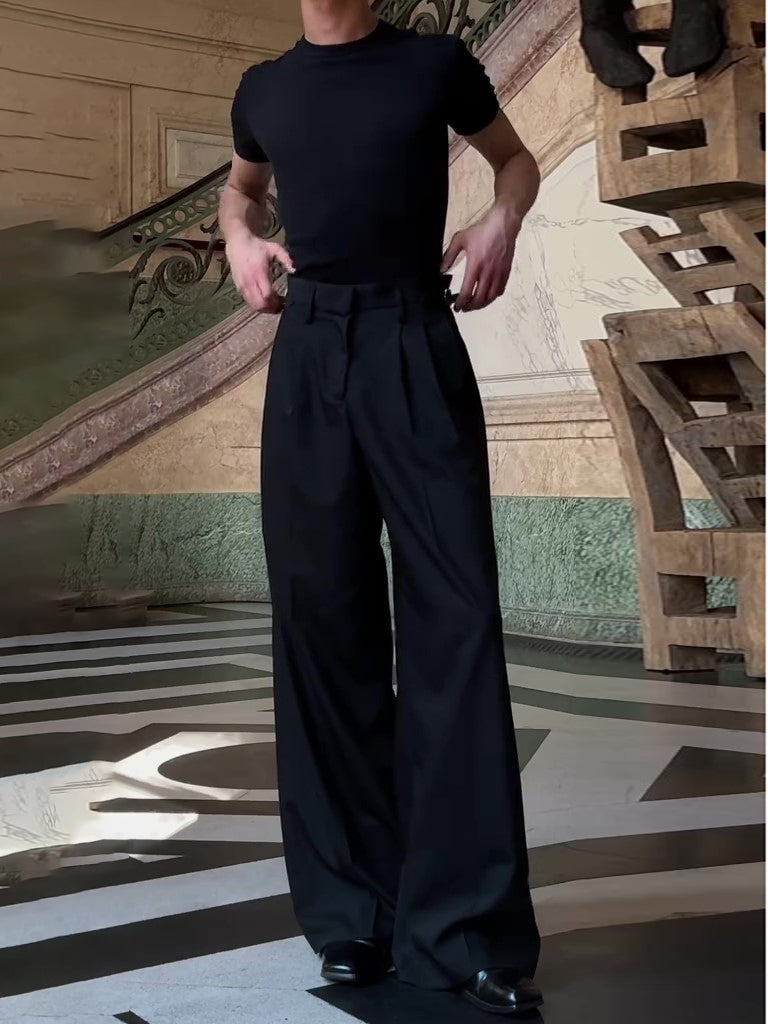 High-waisted Casual Wide-leg Pants