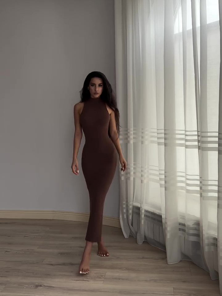 Solid Color Sleeveless Bodycon Dress