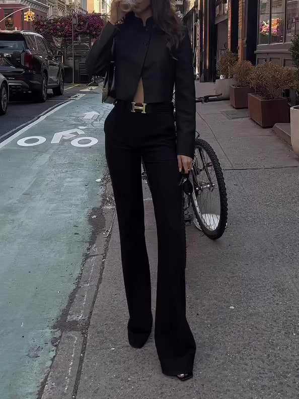 Solid Color Short Long Sleeve Jacket