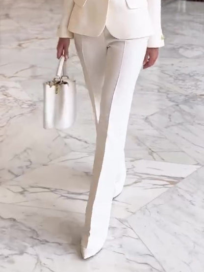 Commuting Solid Color High Waist Pants