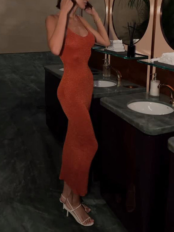 Sexy Sequined Halter Bodycon Dress