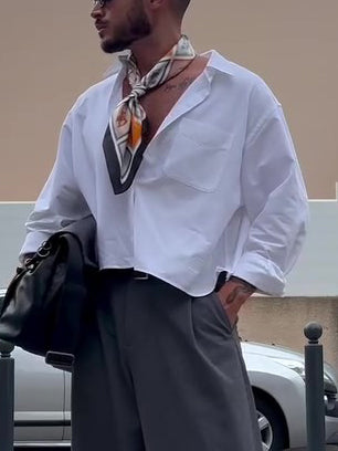 Men's Casual Solid Color Short Shirt