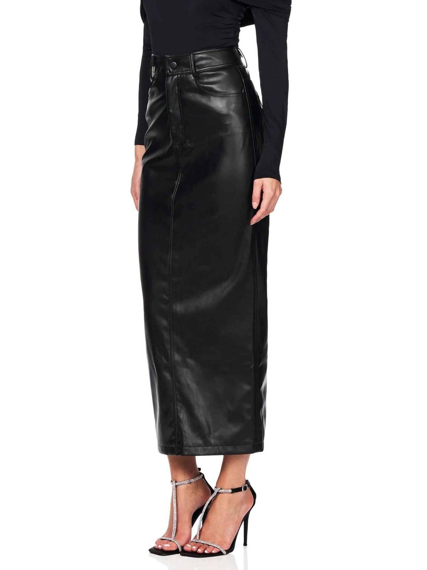 Classic High Waist Leather Skirt