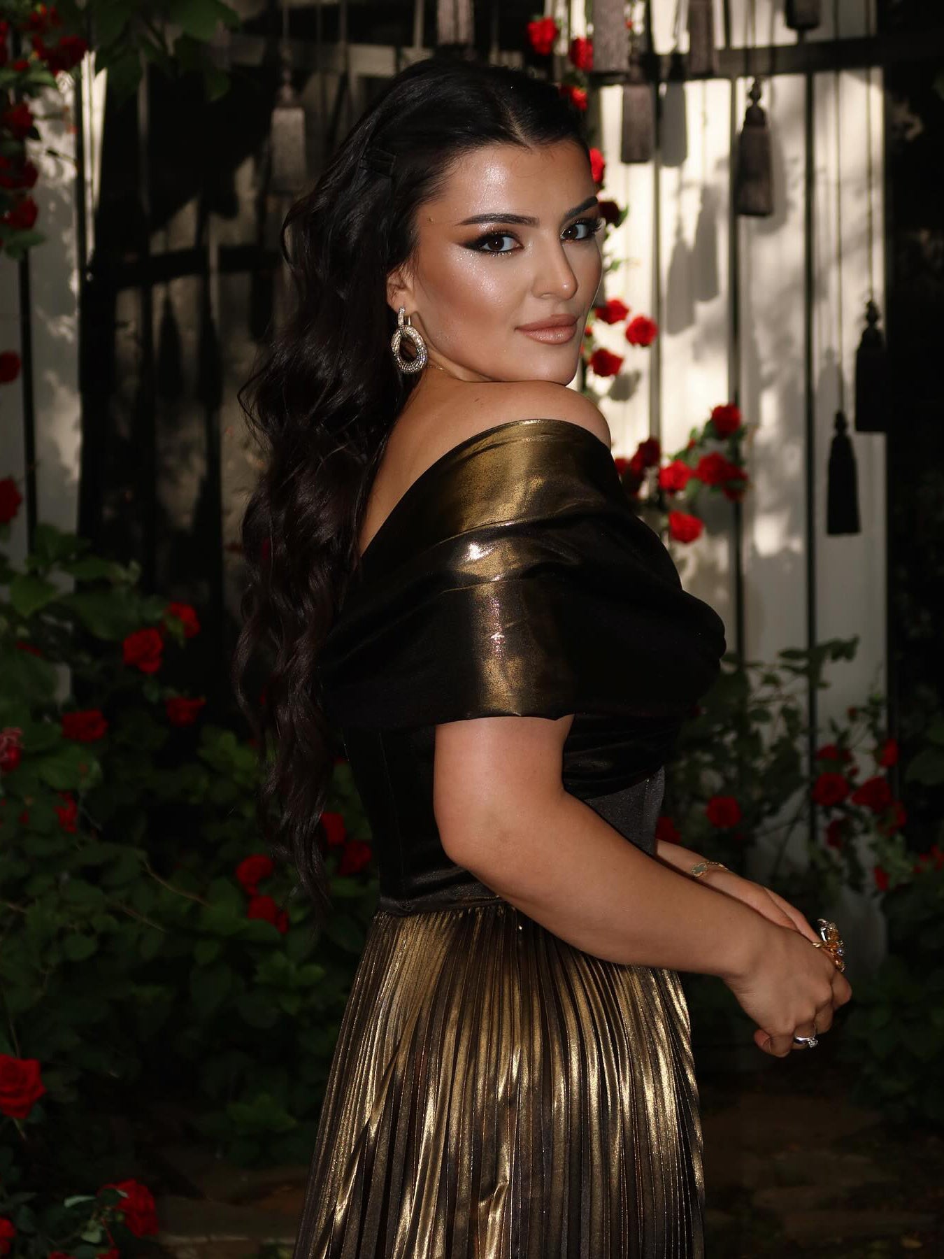 Sparkly Twist Pleated Maxi Dress