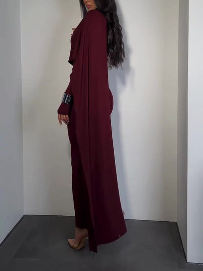 Brown Turtleneck Long-sleeved Slim Dress