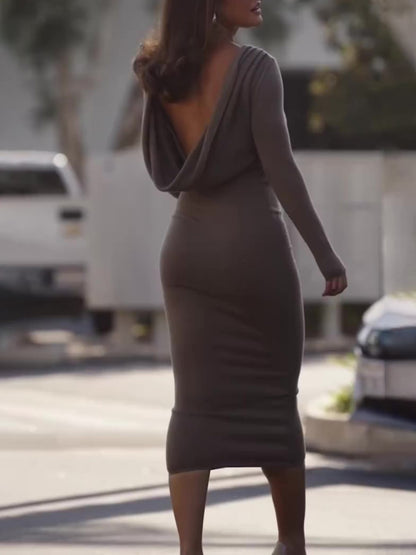 Backless Long-sleeved Bodycon Dress