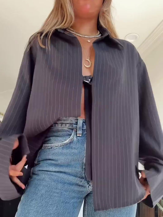 Striped Lace-up Irregular Hem Top