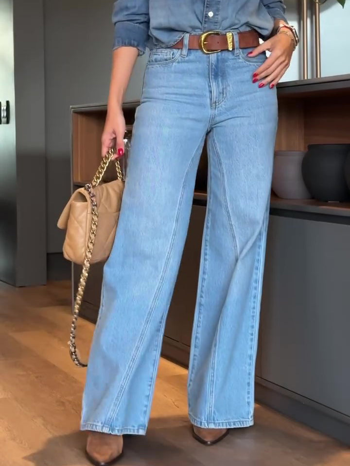 Light Blue High Waist Wide Leg Jeans
