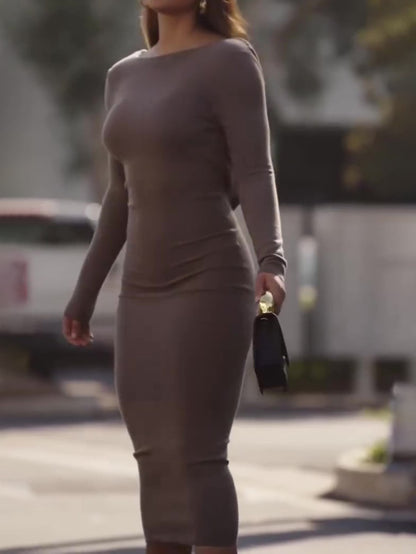 Backless Long-sleeved Bodycon Dress