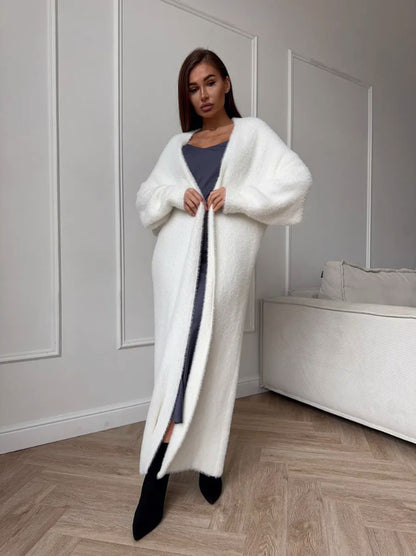 Imitation Mink White Sweater Cardigan Coat Women's Loose