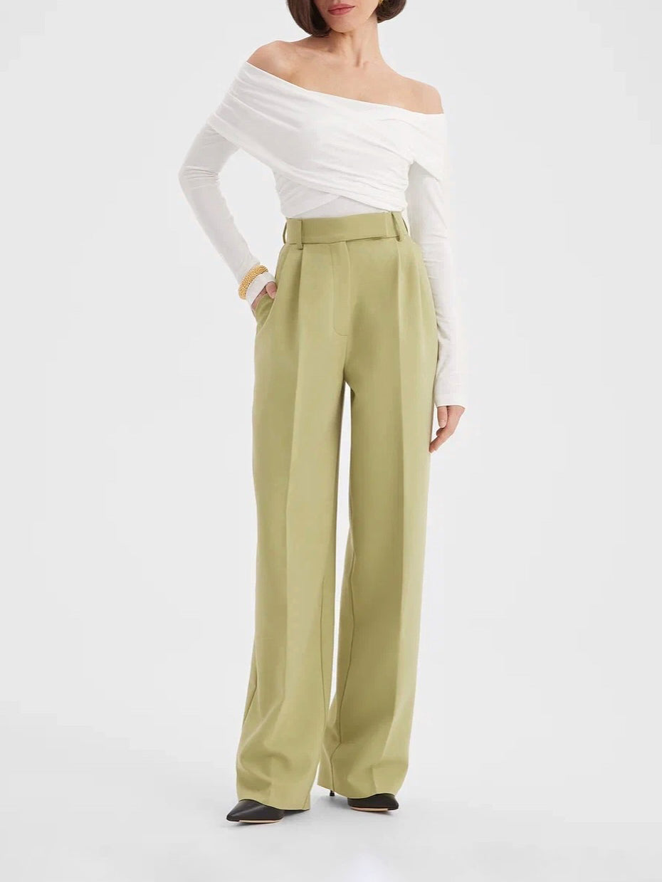 Fruit Green Waisted Suit Jacket & High Waisted Pants Set
