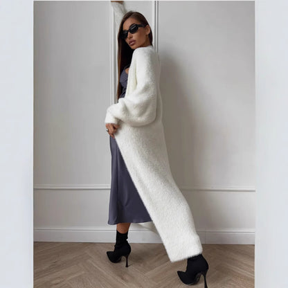 Imitation Mink White Sweater Cardigan Coat Women's Loose