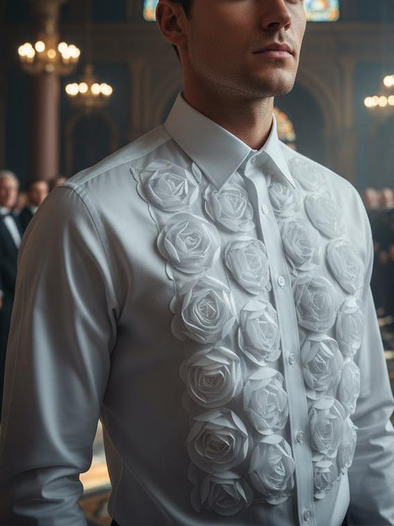 Chic White Shirt With Statement Floral Detail