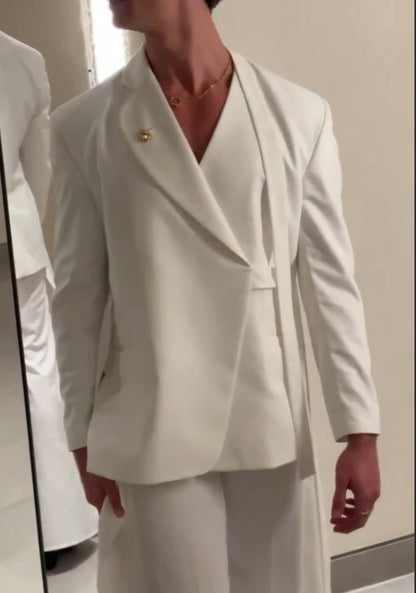 Modern Draped Collar Suit Set