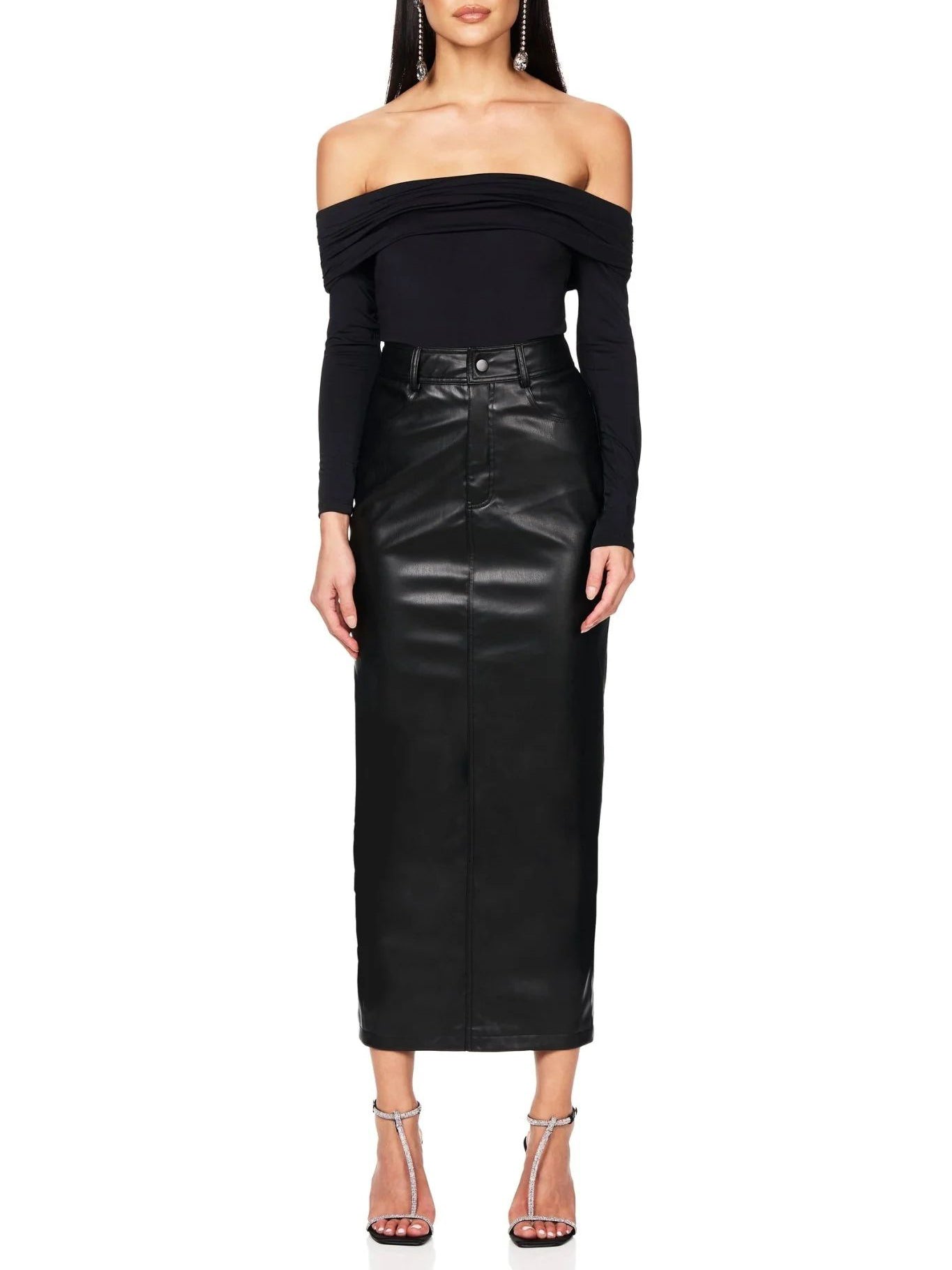 Classic High Waist Leather Skirt