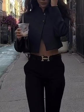 Solid Color Short Long Sleeve Jacket