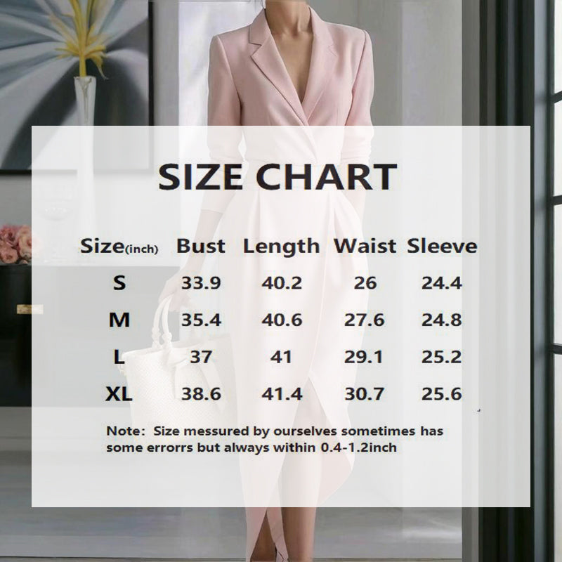 Women's Solid Color Lapel Midi Dress, Bodycon Asymmetrical Hem Dress With Pockets For Formal Occasions