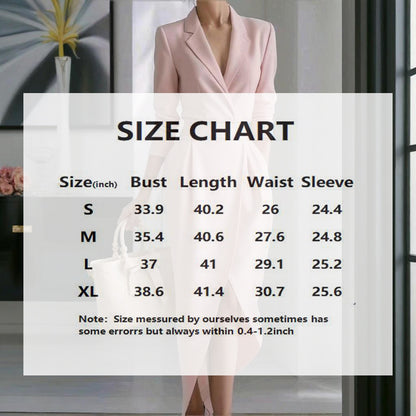 Women's Solid Color Lapel Midi Dress, Bodycon Asymmetrical Hem Dress With Pockets For Formal Occasions
