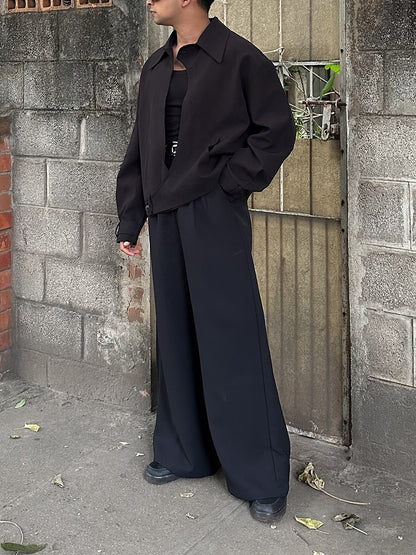 Black Collared Button-up Jacket