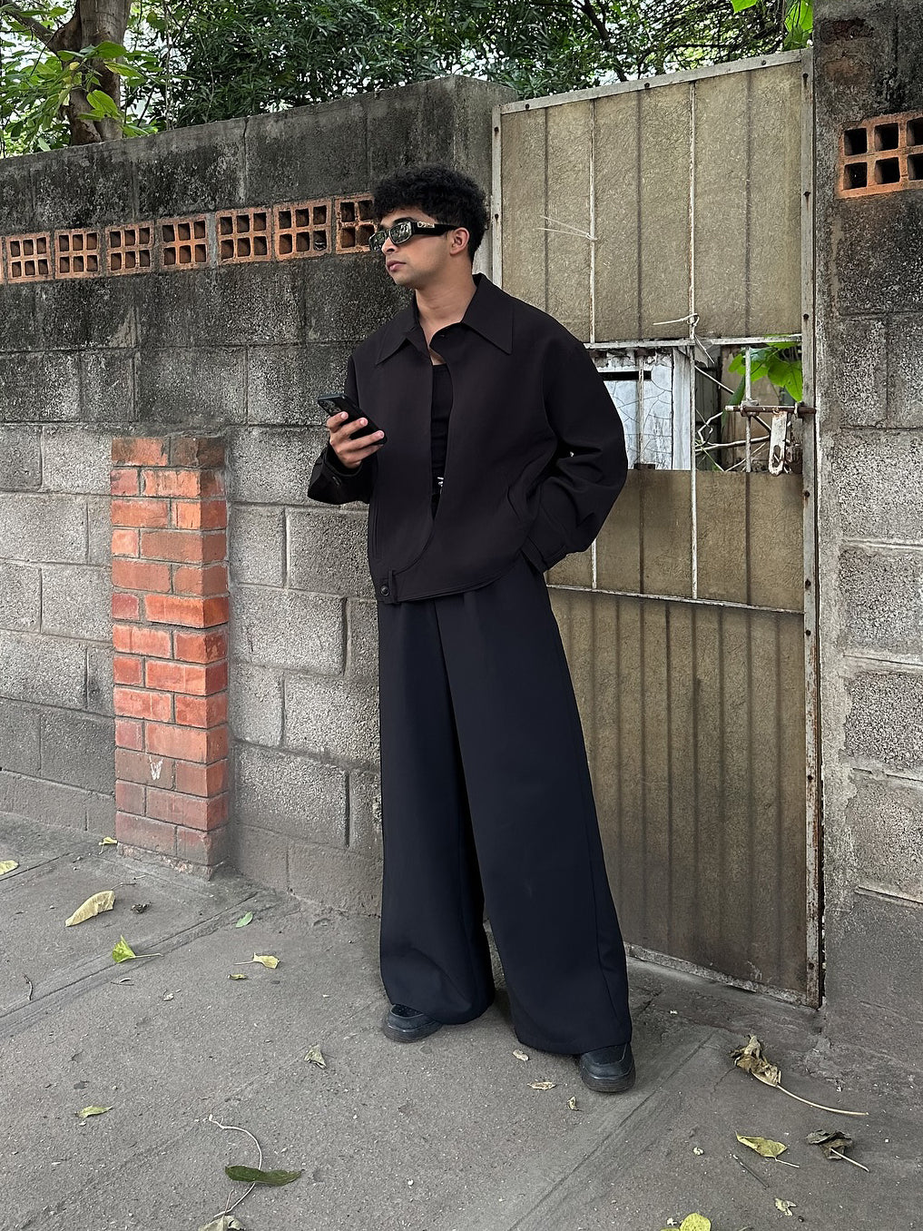 Black Collared Button-up Jacket