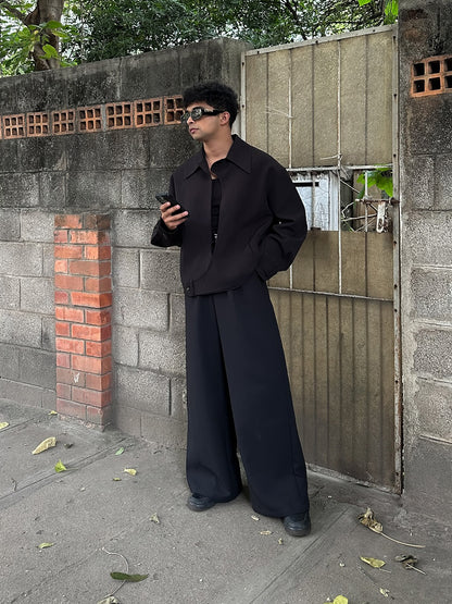 Black Collared Button-up Jacket