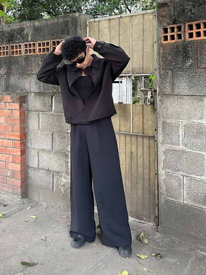 Black Collared Button-up Jacket