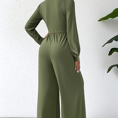Women's  Elegant V Neck Cross Tie Waist Jumpsuit