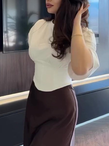 Solid Color Short Sleeve Cropped Top