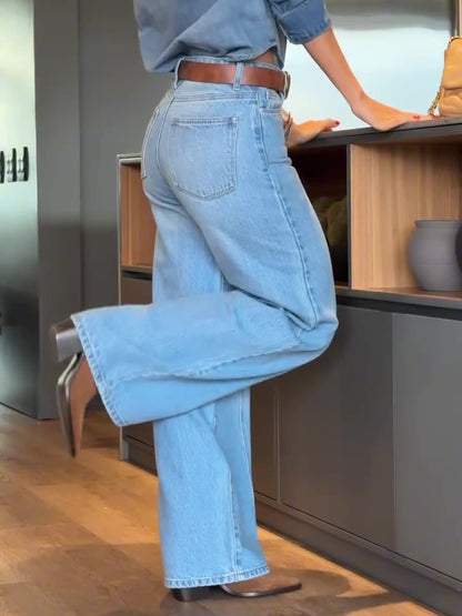 Light Blue High Waist Wide Leg Jeans