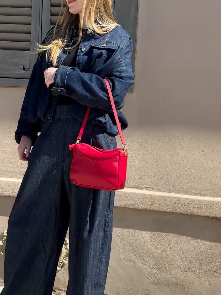 Dark Denim Oversized Jacket And Wide-Leg Pant Set