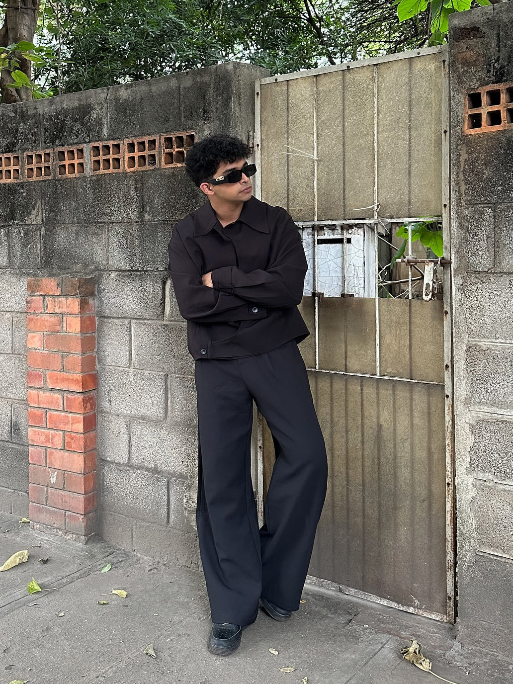 Black Collared Button-up Jacket