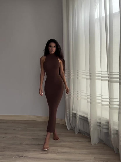 Solid Color Sleeveless Bodycon Dress