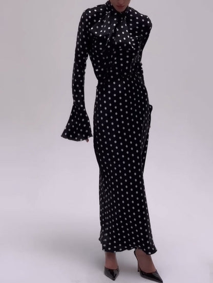 Polka Dot Strappy Bell Sleeve Dress