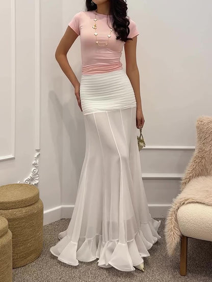 Ruffled Pleated Skirt