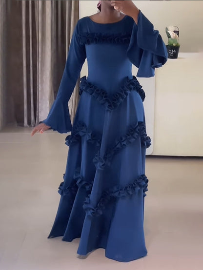 Ruffled Bell Sleeve Maxi Dress