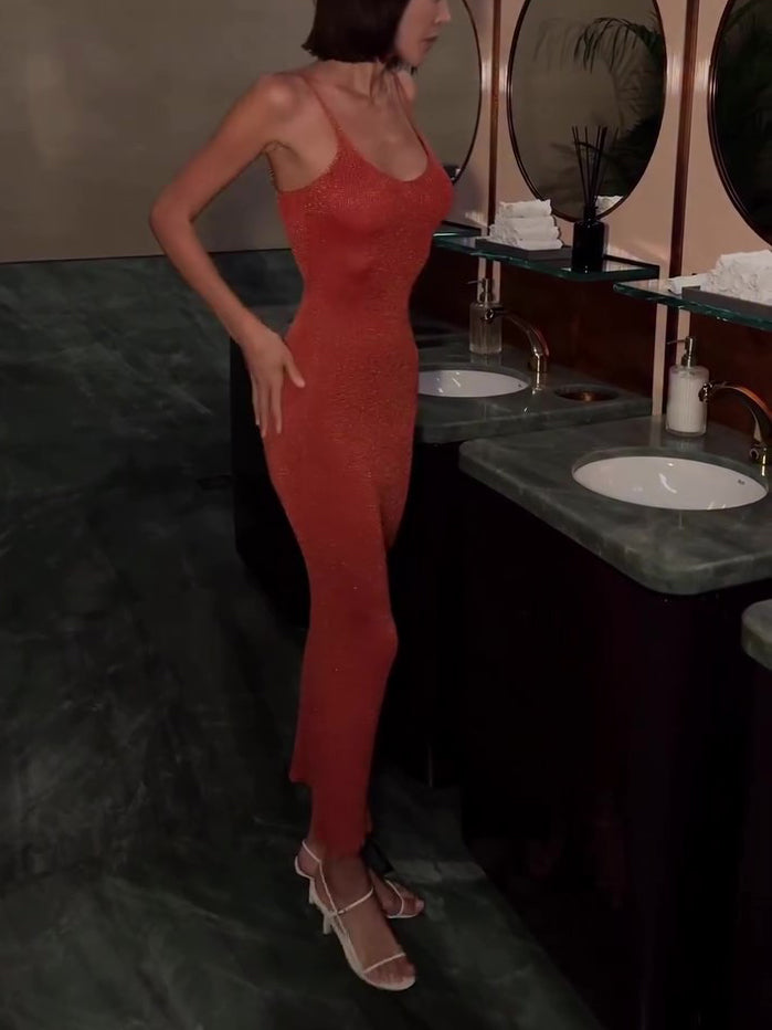 Sexy Sequined Halter Bodycon Dress