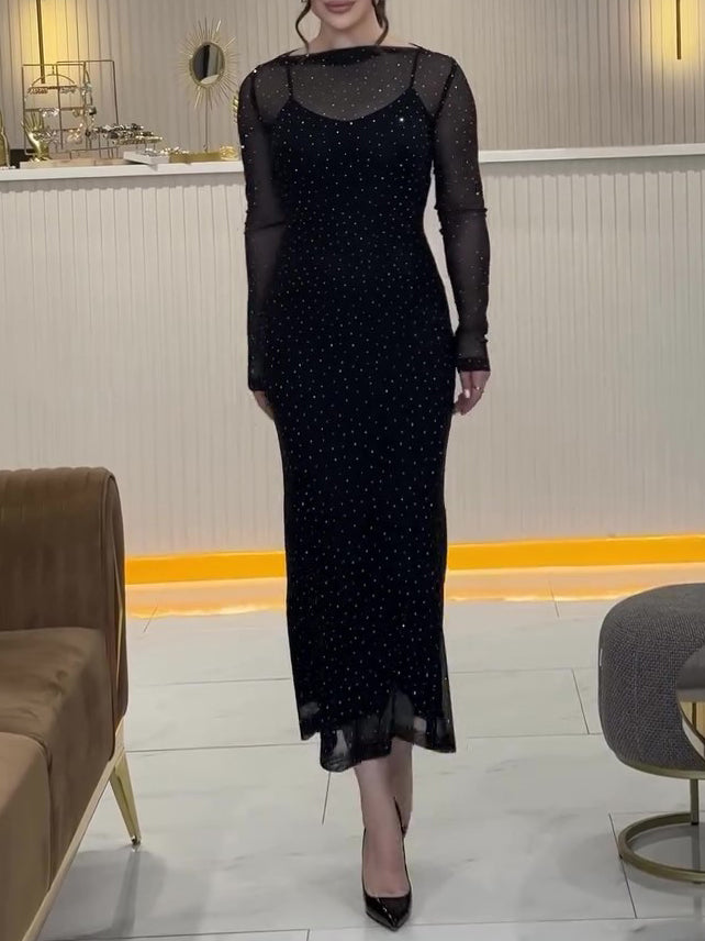 Sexy Mesh Glitter Dress Two-piece Set