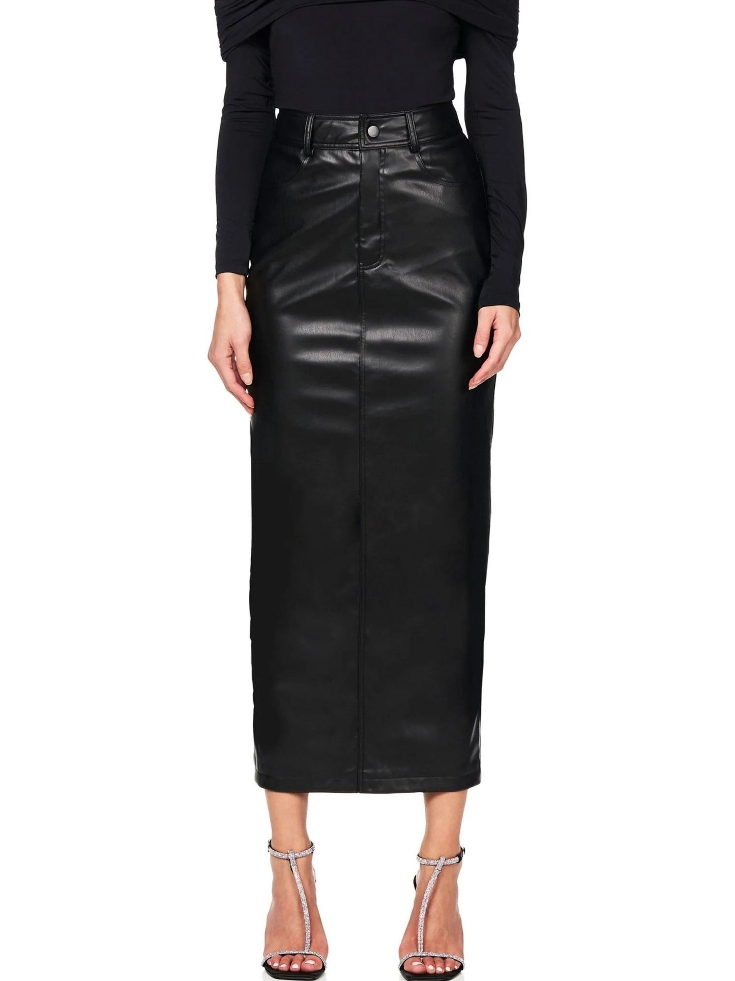 Classic High Waist Leather Skirt