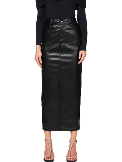 Classic High Waist Leather Skirt