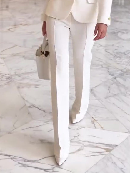 Commuting Solid Color High Waist Pants