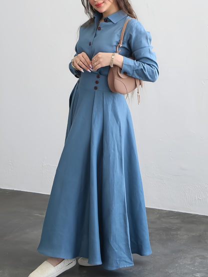 Solid Color Shirt & High Waist Skirt Suit