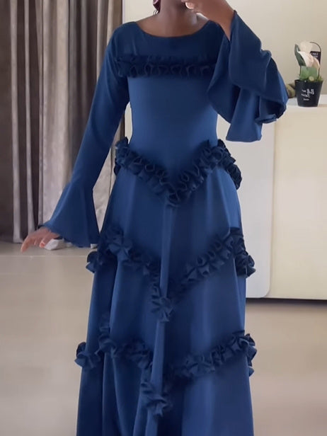 Ruffled Bell Sleeve Maxi Dress