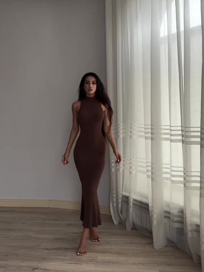 Solid Color Sleeveless Bodycon Dress