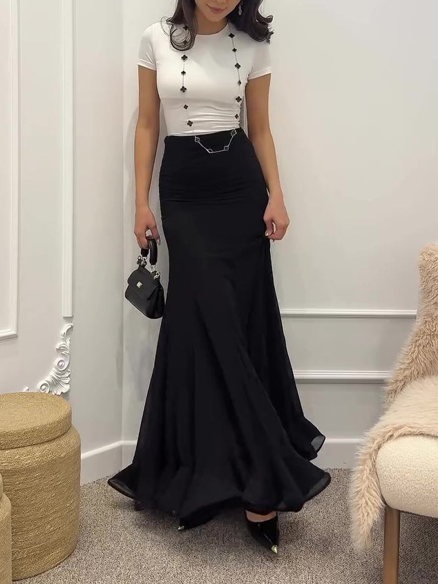 Ruffled Pleated Skirt