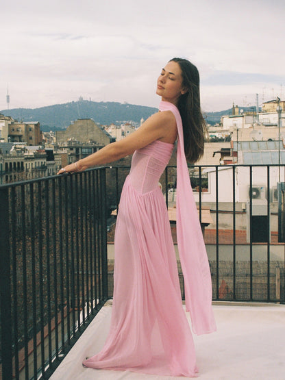 Tube Top Pleated Maxi Dress