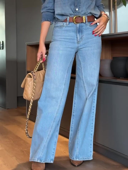 Light Blue High Waist Wide Leg Jeans