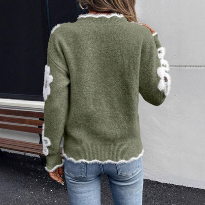 Women's Sweater Elegant Floral Jacquard